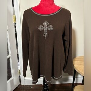 Vintage Bedazzled Cross Long Sleeve